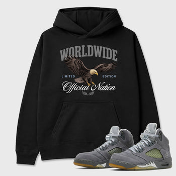 Sneaker outfits graphic tee – Sneaker Tees To Match Air Jordan 5 Wolf Grey Sneakers – Worldwide Official Nation Tee Black 1