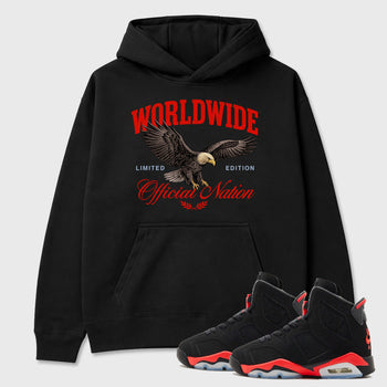 Sneaker outfits graphic tee – Sneaker Tees To Match Air Jordan 6 Infrared Sneakers – Worldwide Official Nation Tee Black 1