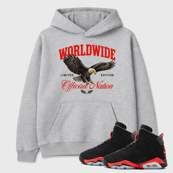 Sneaker outfits graphic tee – Sneaker Tees To Match Air Jordan 6 Infrared Sneakers – Worldwide Official Nation Tee Heather Grey 1