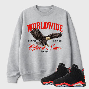 Sneaker outfits graphic tee – Sneaker Tees To Match Air Jordan 6 Infrared Sneakers – Worldwide Official Nation Tee Heather Grey 1