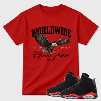 Sneaker outfits graphic tee – Sneaker Tees To Match Air Jordan 6 Infrared Sneakers – Worldwide Official Nation Tee Red 1