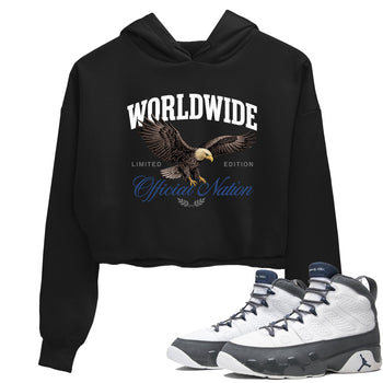 Sneaker match tees – Sneaker Tees To Match Air Jordan 9 Flint Grey Shoes – Worldwide Official Nation Crop T-Shirt Black 1