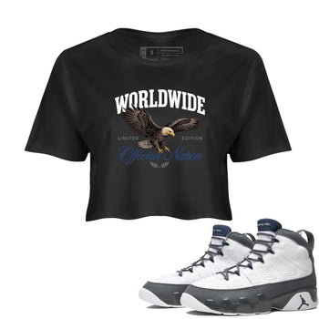 Sneaker match tees – Sneaker Tees To Match Air Jordan 9 Flint Grey Shoes – Worldwide Official Nation Crop T-Shirt Black 1