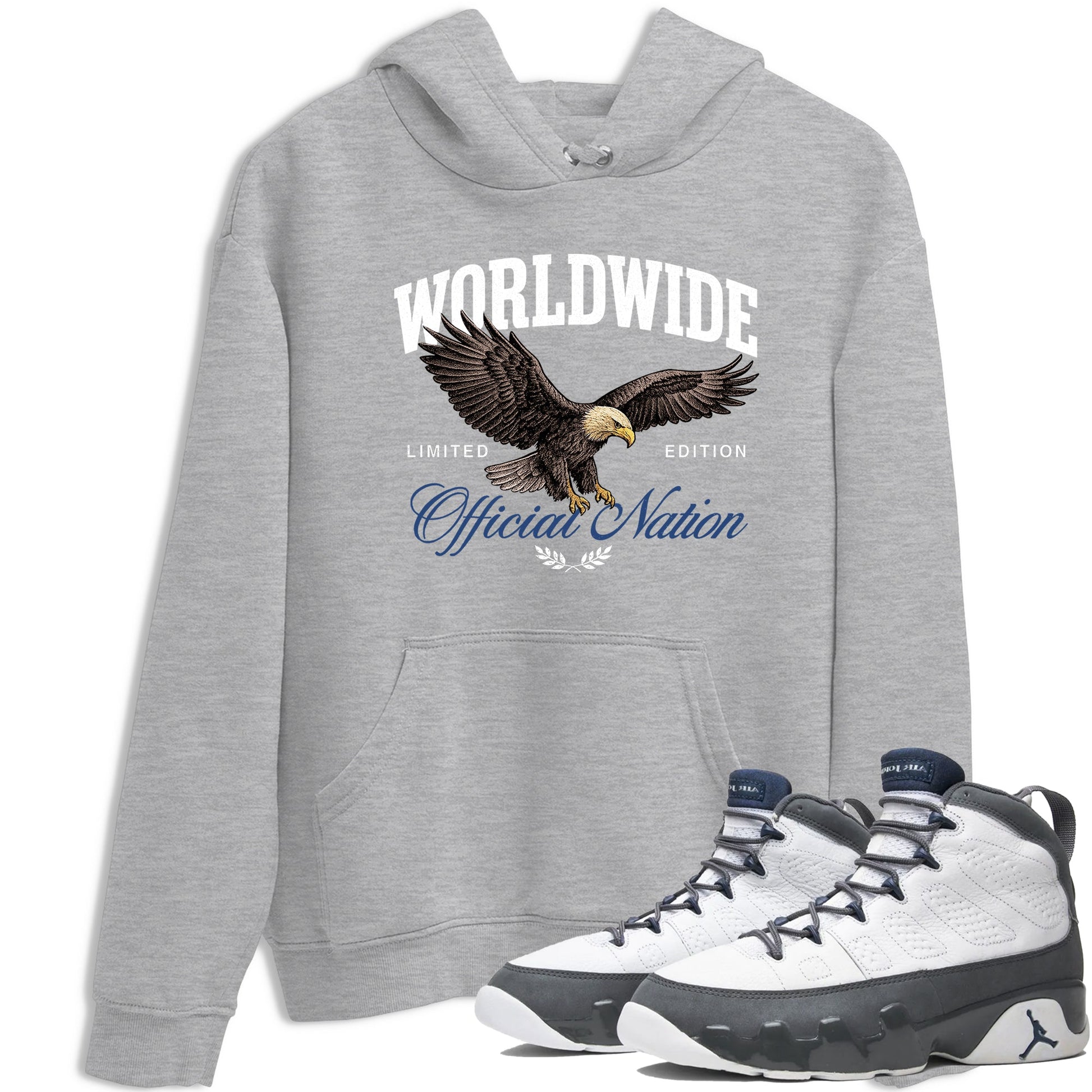 Sneaker match tees – Sneaker Tees To Match Air Jordan 9 Flint Grey Shoes – Worldwide Official Nation Tee Heather Grey 1