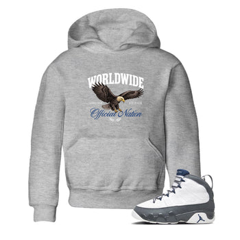 Sneaker match tees – Sneaker Tees To Match Air Jordan 9 Flint Grey Shoes – Worldwide Official Nation Kids T-Shirt Heather Grey 1