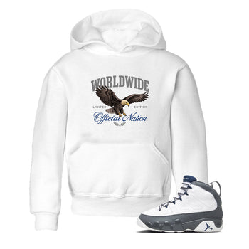 Sneaker match tees – Sneaker Tees To Match Air Jordan 9 Flint Grey Shoes – Worldwide Official Nation Kids T-Shirt White 1