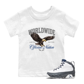 Sneaker match tees – Sneaker Tees To Match Air Jordan 9 Flint Grey Shoes – Worldwide Official Nation Kids T-Shirt White 1