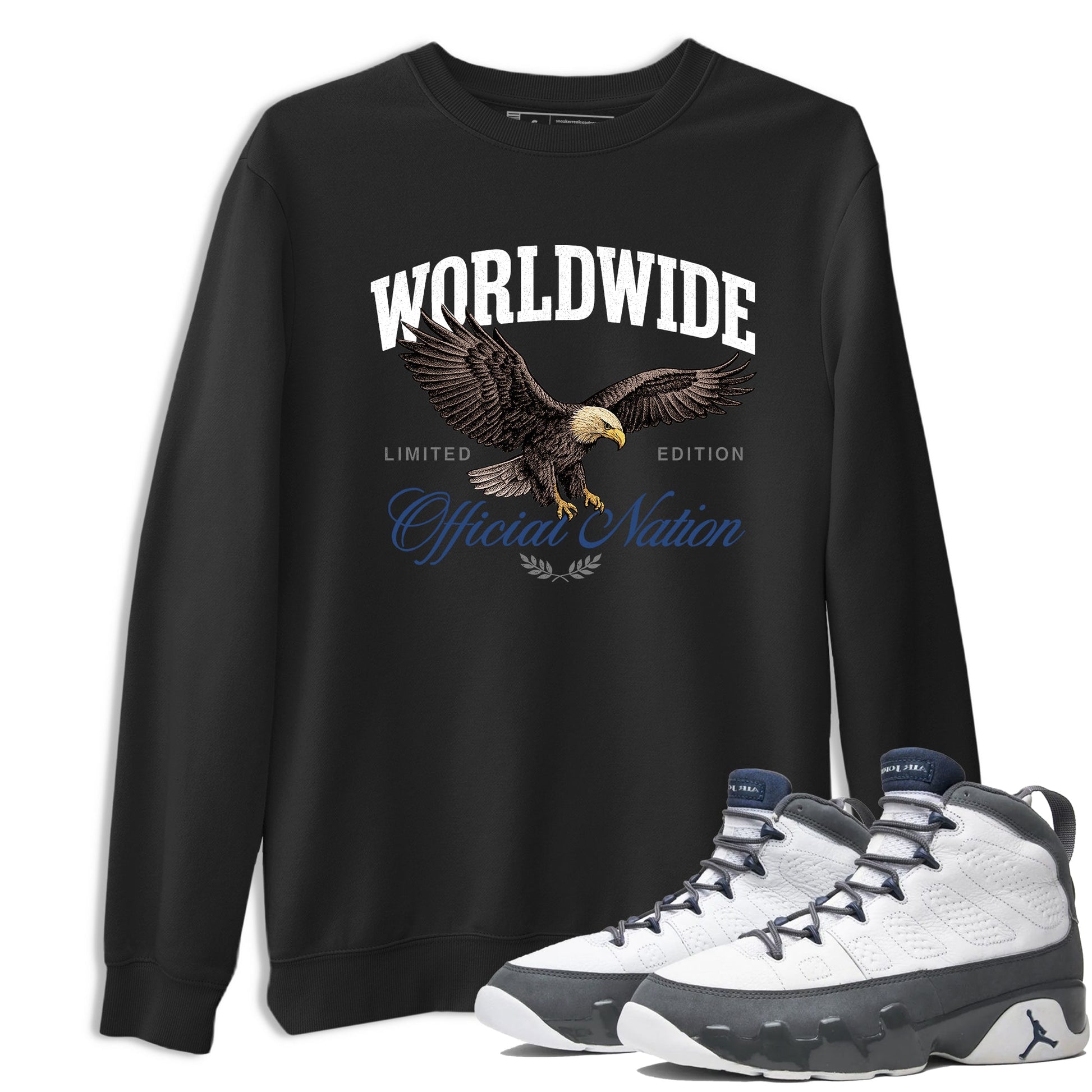 Sneaker match tees – Sneaker Tees To Match Air Jordan 9 Flint Grey Shoes – Worldwide Official Nation Tee Black 1