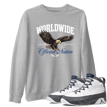 Sneaker match tees – Sneaker Tees To Match Air Jordan 9 Flint Grey Shoes – Worldwide Official Nation Tee Heather Grey 1
