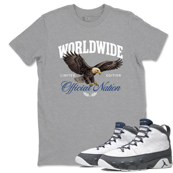 Sneaker match tees – Sneaker Tees To Match Air Jordan 9 Flint Grey Shoes – Worldwide Official Nation Tee Heather Grey 1