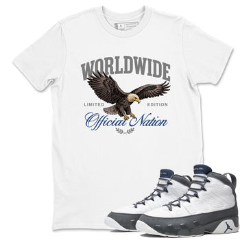 Sneaker match tees – Sneaker Tees To Match Air Jordan 9 Flint Grey Shoes – Worldwide Official Nation Tee White 1