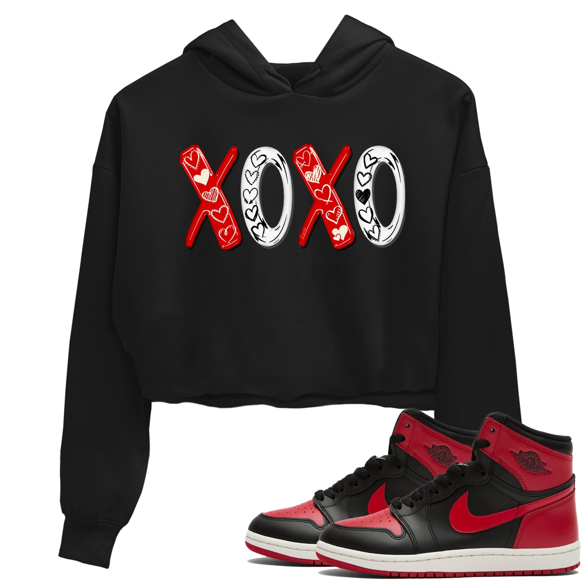 1s Black Toe Reimagined shirts to match jordans XOXO best t shirts to wear with jordans AJ1 High OG Black Toe Reimagined match shoes to clothes SNRT Sneaker Tees unisex cotton Black 1 crop tee