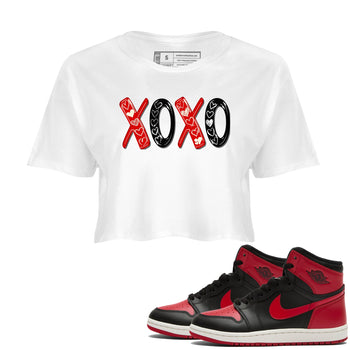 1s Black Toe Reimagined shirts to match jordans XOXO best t shirts to wear with jordans AJ1 High OG Black Toe Reimagined match shoes to clothes SNRT Sneaker Tees unisex cotton White 1 crop tee