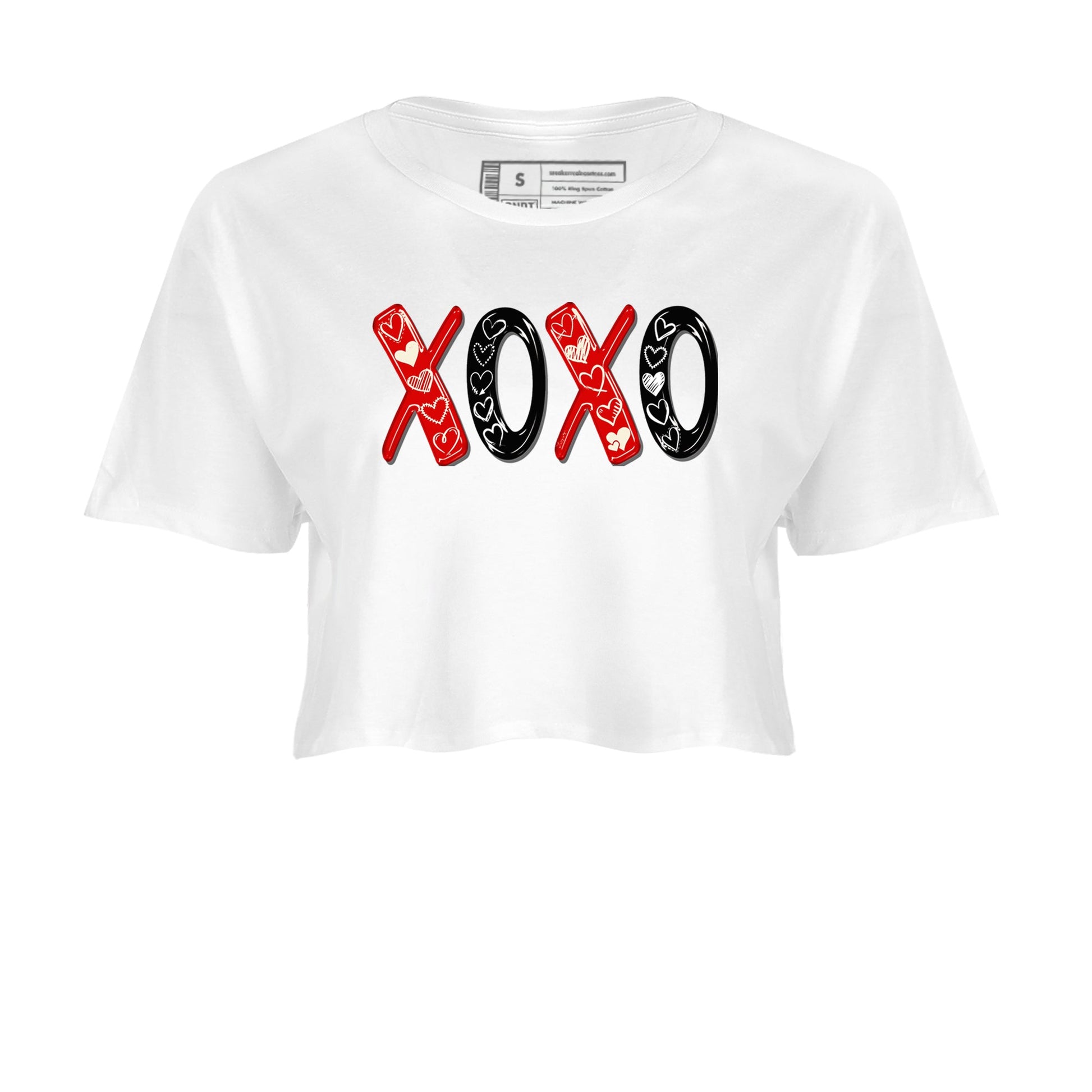1s Black Toe Reimagined shirts to match jordans XOXO best t shirts to wear with jordans AJ1 High OG Black Toe Reimagined match shoes to clothes SNRT Sneaker Tees unisex cotton White 2 crop tee