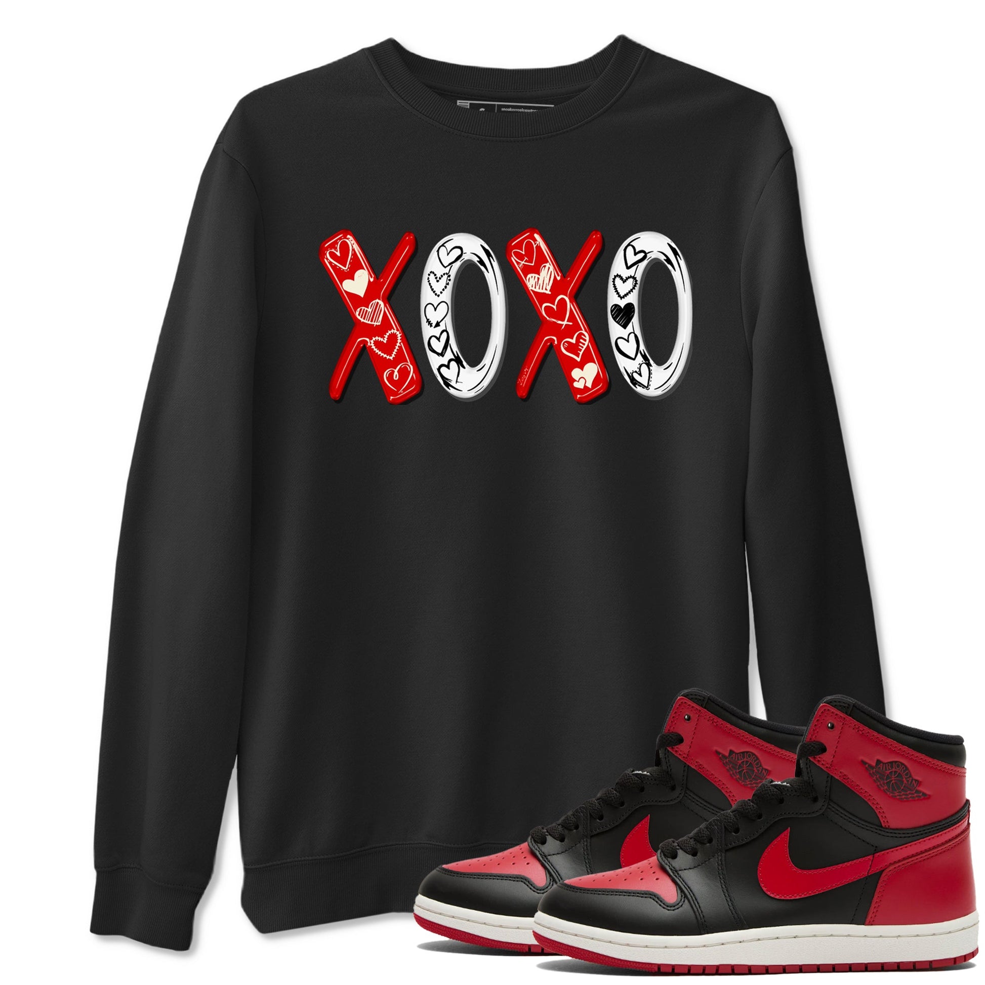 1s Black Toe Reimagined shirts to match jordans XOXO best t shirts to wear with jordans AJ1 High OG Black Toe Reimagined match shoes to clothes SNRT Sneaker Tees unisex cotton Black 1 shirts
