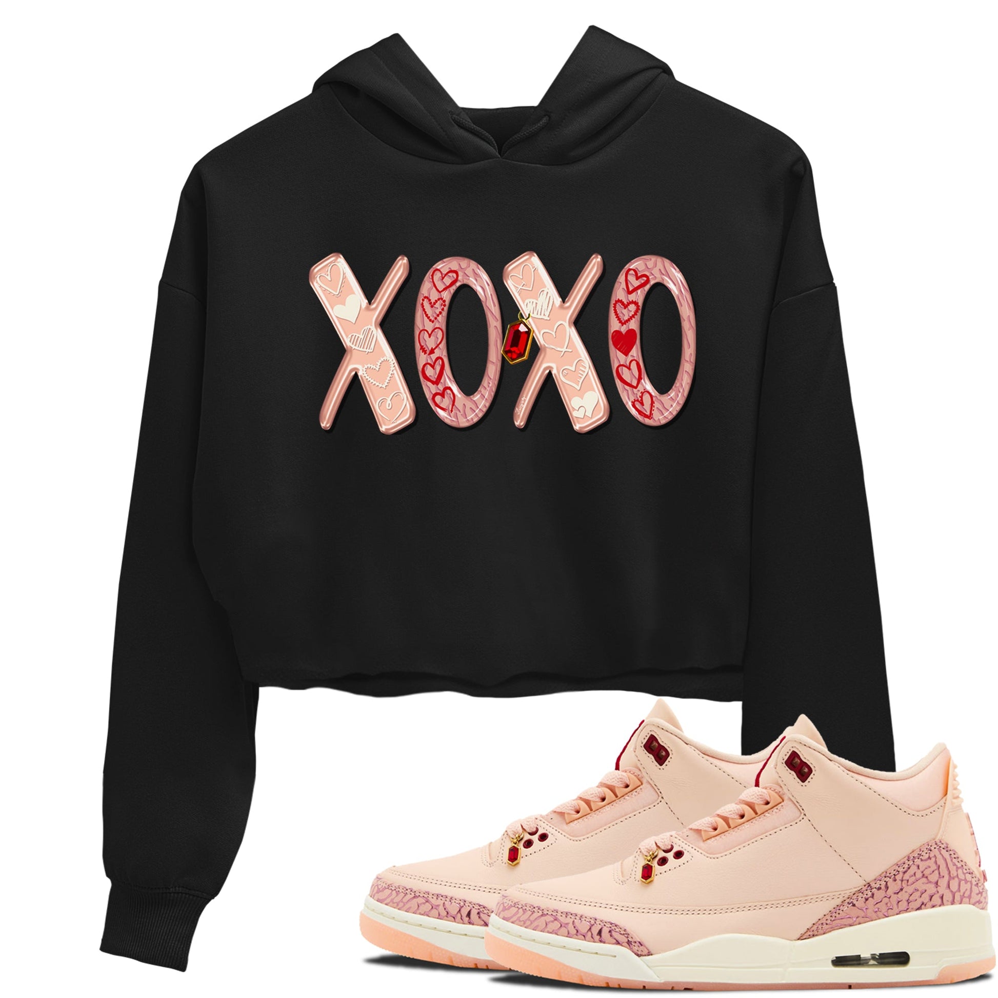 Air Jordan 3 "Treat Yourself" Washed Coral shirts to Special Valentine's Day XOXO sneaker match tees Jordan 3 Valentine's Day best t shirts to wear with jordans SNRT Sneaker Tees Graphic Tee Black 1 crop tee
