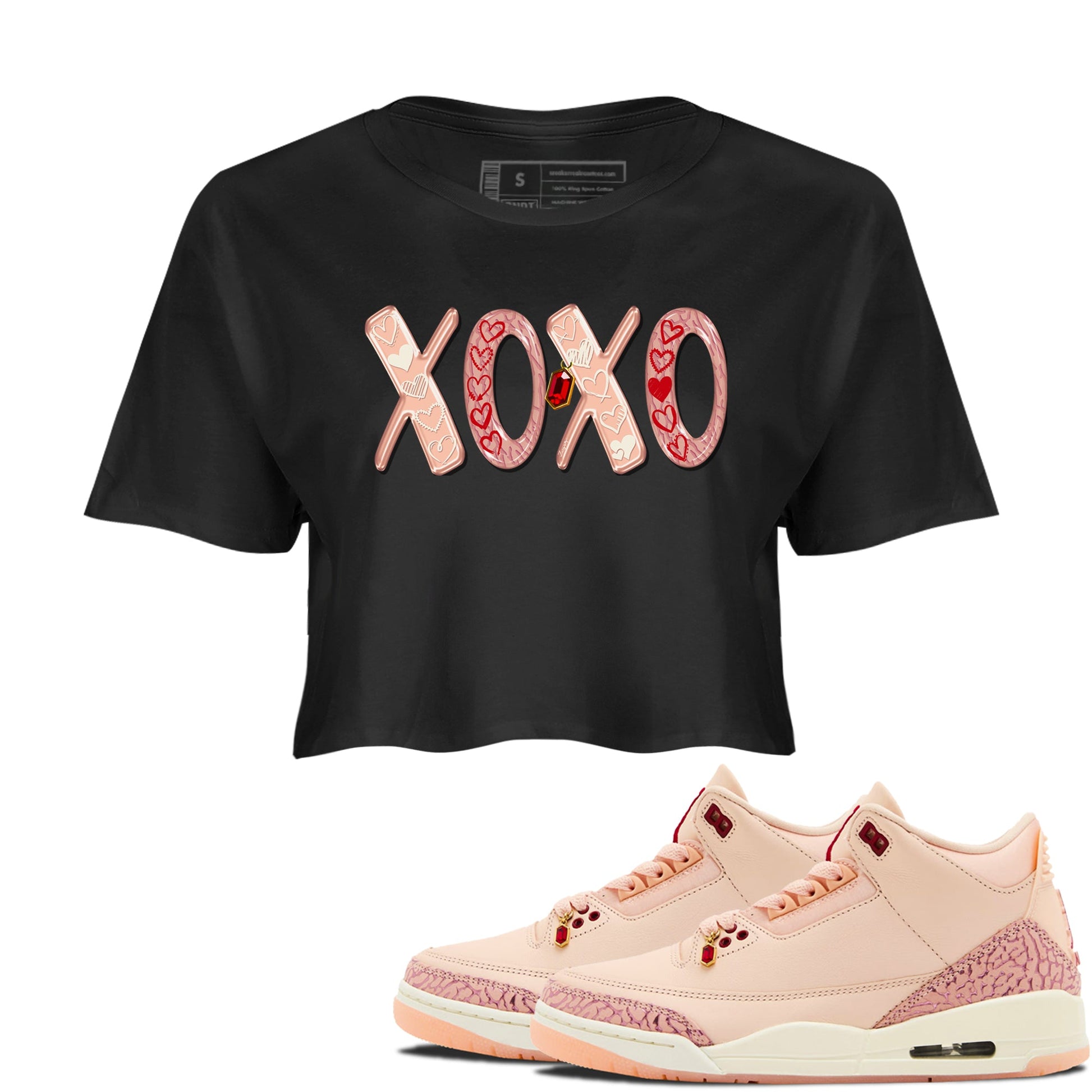 Air Jordan 3 "Treat Yourself" Washed Coral shirts to Special Valentine's Day XOXO sneaker match tees Jordan 3 Valentine's Day best t shirts to wear with jordans SNRT Sneaker Tees Graphic Tee Black 1 crop tee