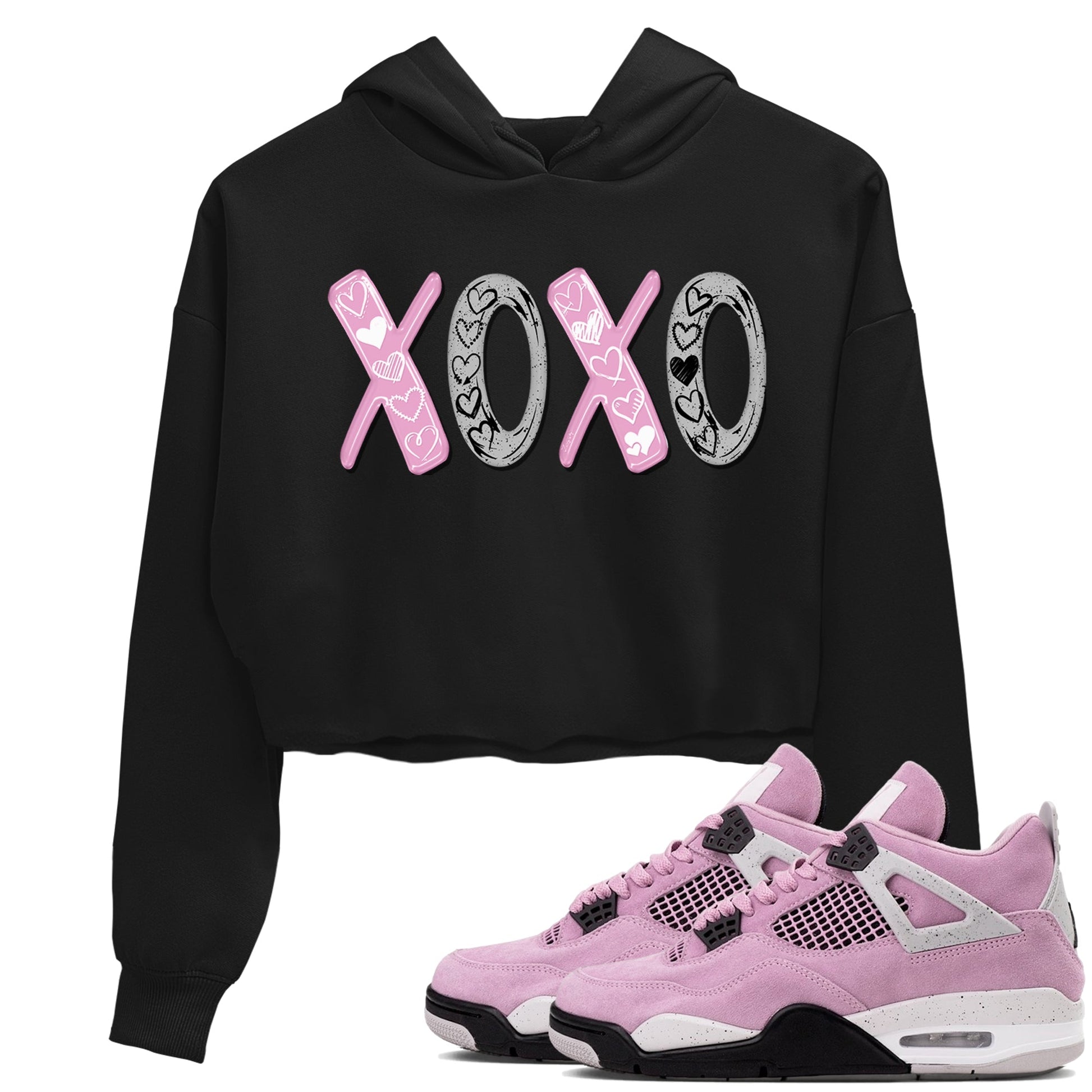 4s Orchid shirts to match jordans XOXO best t shirts to wear with jordans Air Jordan 4 Retro Orchid match shoes to clothes SNRT Sneaker Tees unisex cotton Black 1 crop tee