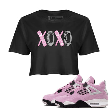 4s Orchid shirts to match jordans XOXO best t shirts to wear with jordans Air Jordan 4 Retro Orchid match shoes to clothes SNRT Sneaker Tees unisex cotton Black 1 crop tee