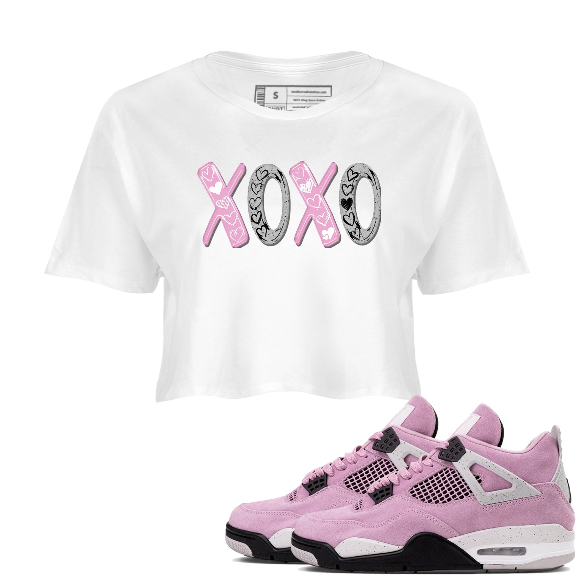 4s Orchid shirts to match jordans XOXO best t shirts to wear with jordans Air Jordan 4 Retro Orchid match shoes to clothes SNRT Sneaker Tees unisex cotton White 1 crop tee