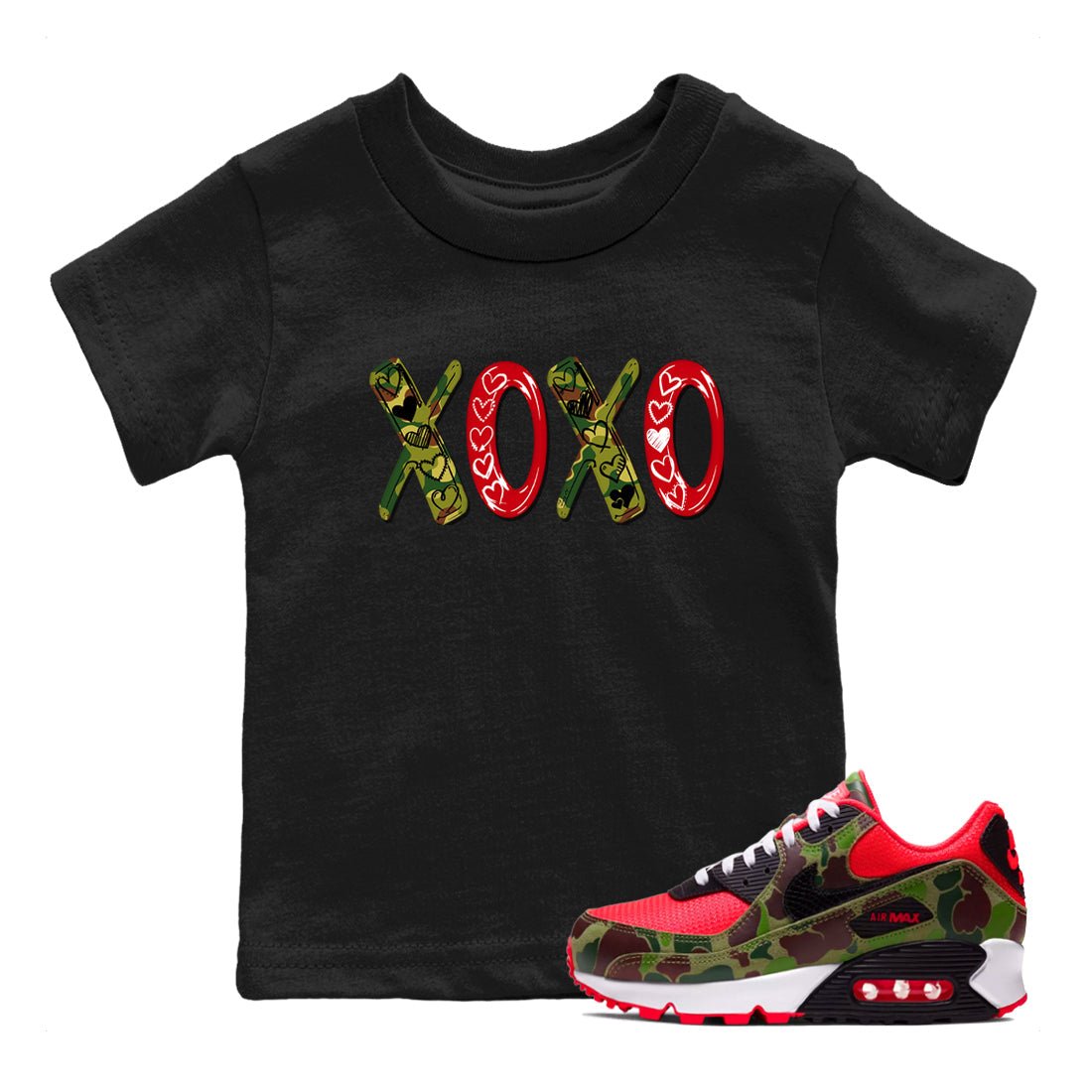 Air Max 90 Reverse Duck Camo shirts to match jordans XOXO best t shirts to wear with jordans Air Max 90 Reverse Duck Camo match shoes to clothes SNRT Sneaker Tees Youth Baby Black 1 tee
