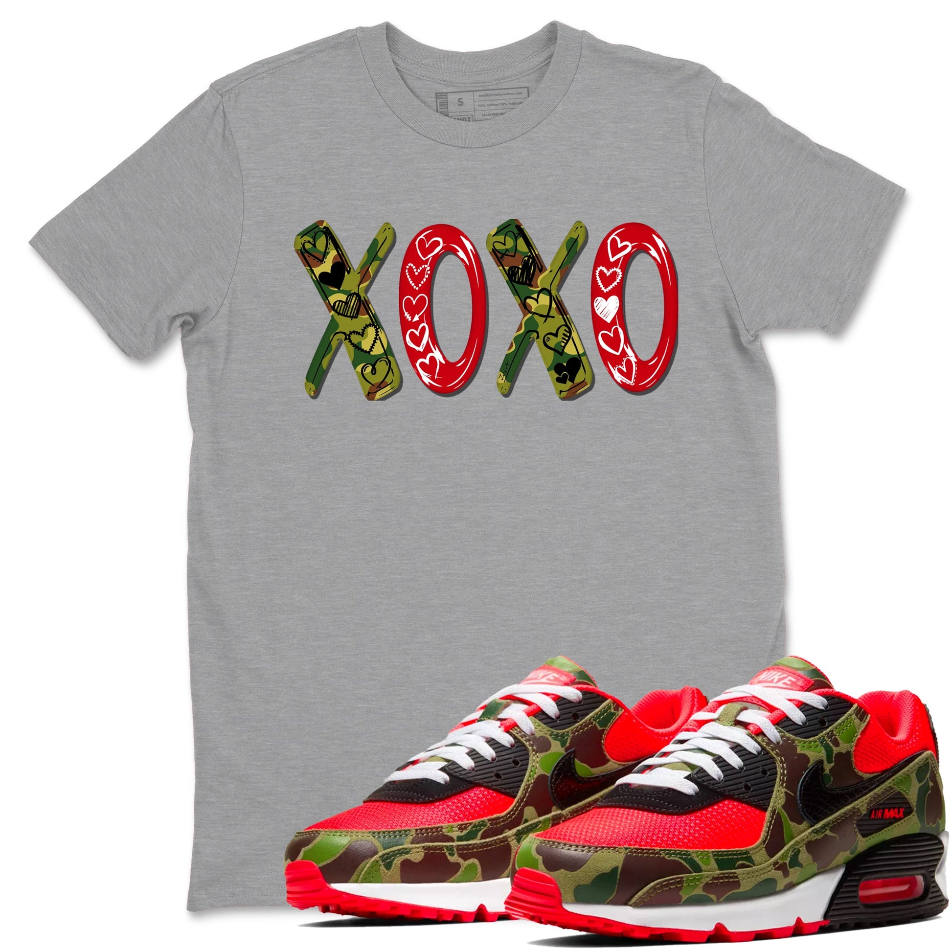Air Max 90 Reverse Duck Camo shirts to match jordans XOXO best t shirts to wear with jordans Air Max 90 Reverse Duck Camo match shoes to clothes SNRT Sneaker Tees unisex cotton Heather Grey 1 shirts