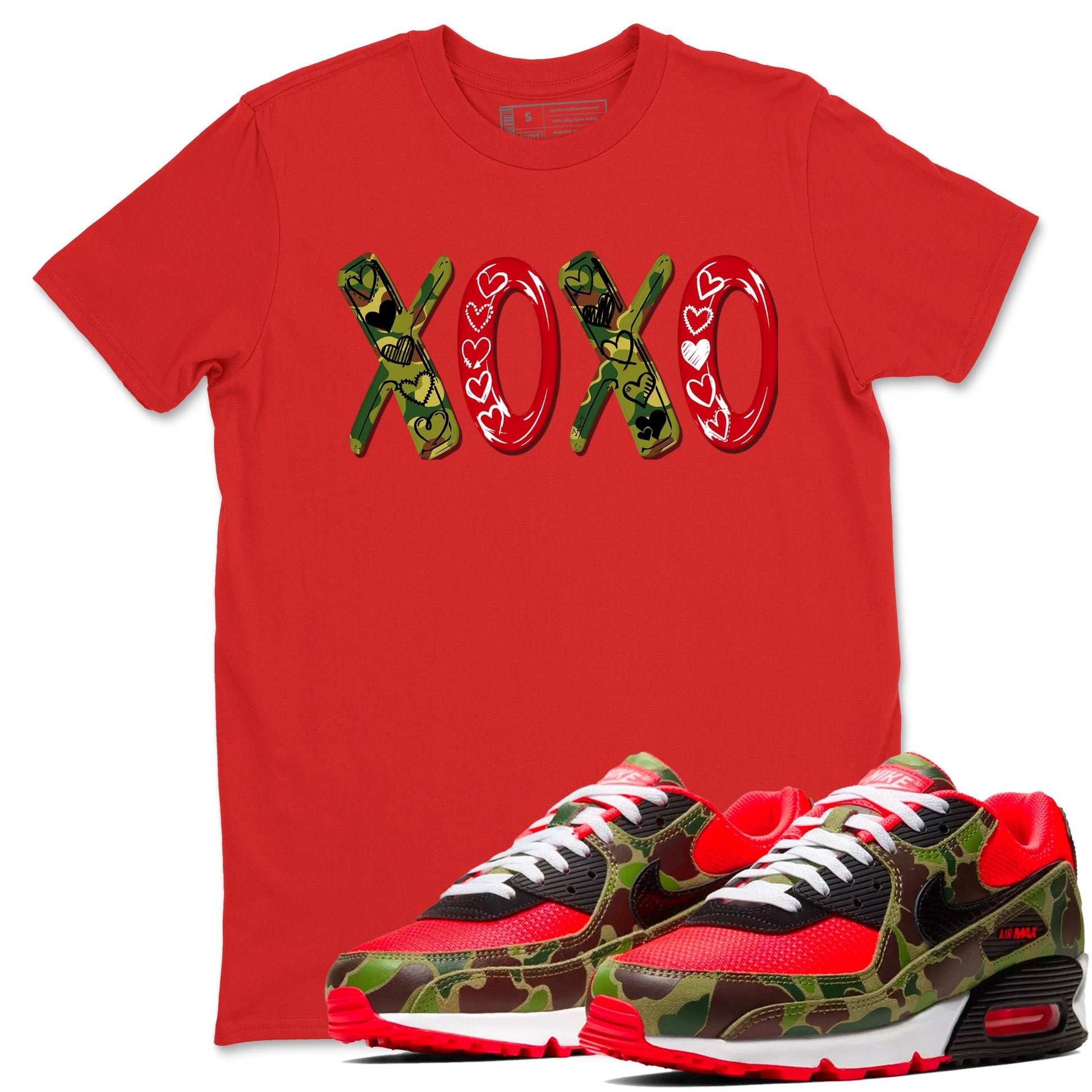 Air Max 90 Reverse Duck Camo shirts to match jordans XOXO best t shirts to wear with jordans Air Max 90 Reverse Duck Camo match shoes to clothes SNRT Sneaker Tees unisex cotton Red 1 shirts