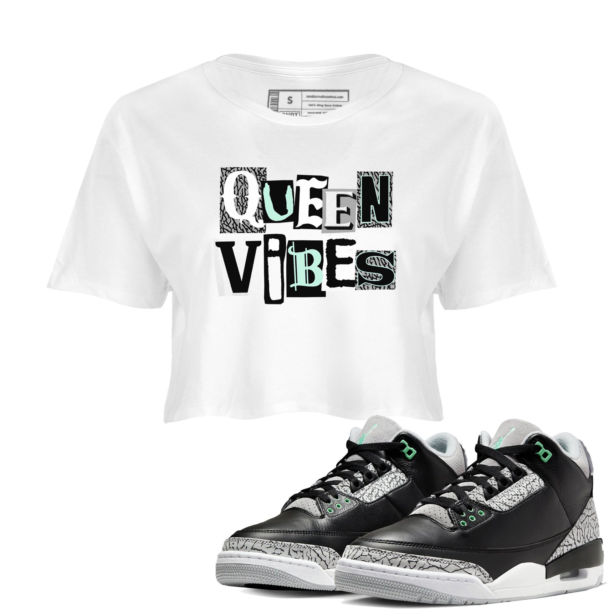 Queen Vibes SNRT Sneaker Women's Top - Air Jordan 3 Green Glow - SNRT Sneaker Tee