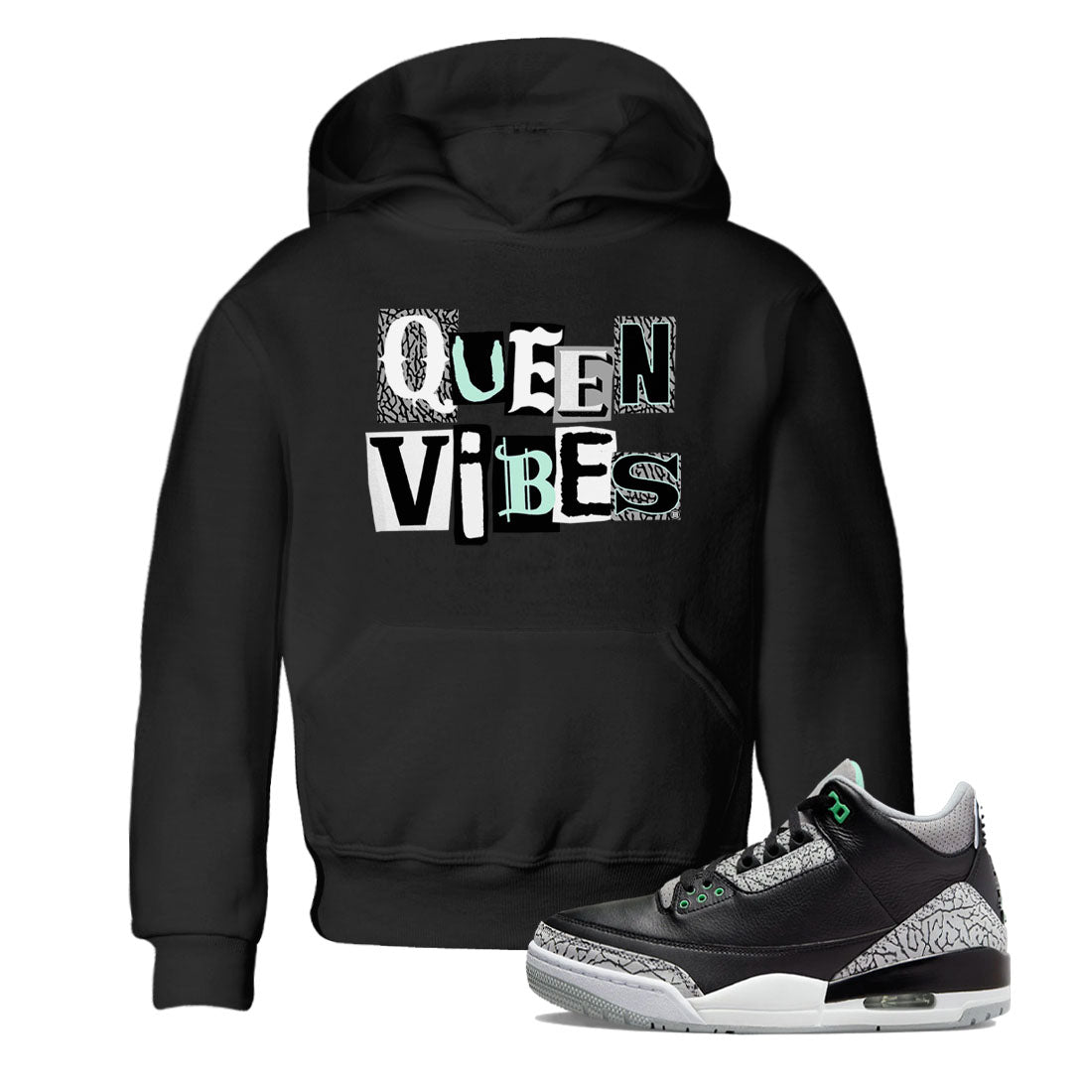 Queen Vibes SNRT Sneaker Tees Kids - Air Jordan 3 Green Glow - SNRT Sneaker Tee