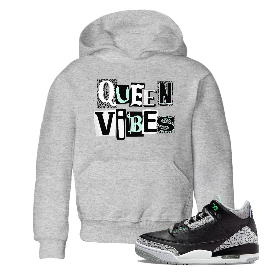 Queen Vibes SNRT Sneaker Tees Kids - Air Jordan 3 Green Glow - SNRT Sneaker Tee