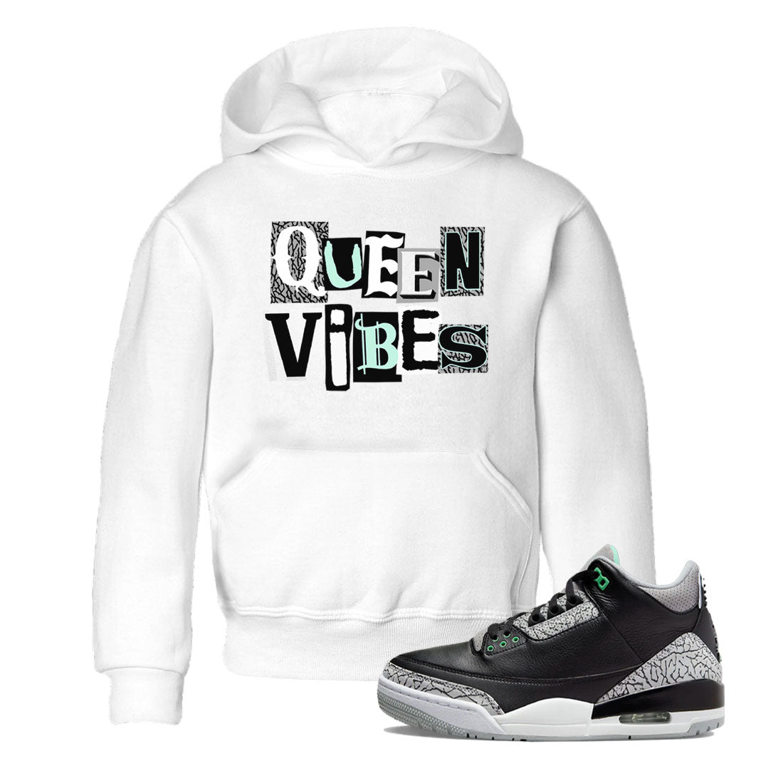 Queen Vibes SNRT Sneaker Tees Kids - Air Jordan 3 Green Glow - SNRT Sneaker Tee