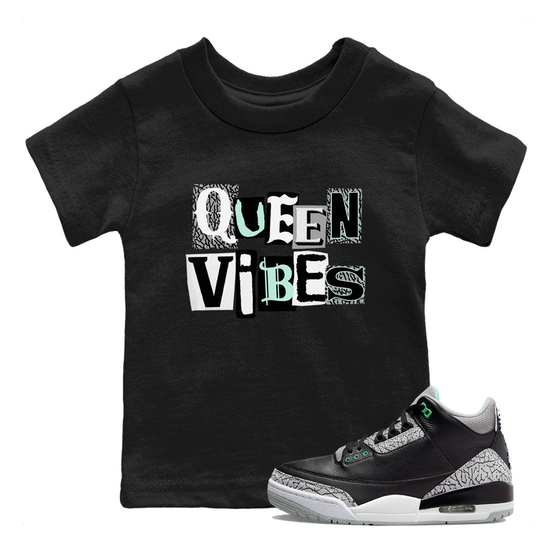 Queen Vibes SNRT Sneaker Tees Kids - Air Jordan 3 Green Glow - SNRT Sneaker Tee