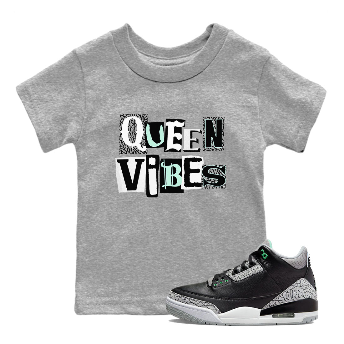 Queen Vibes SNRT Sneaker Tees Kids - Air Jordan 3 Green Glow - SNRT Sneaker Tee