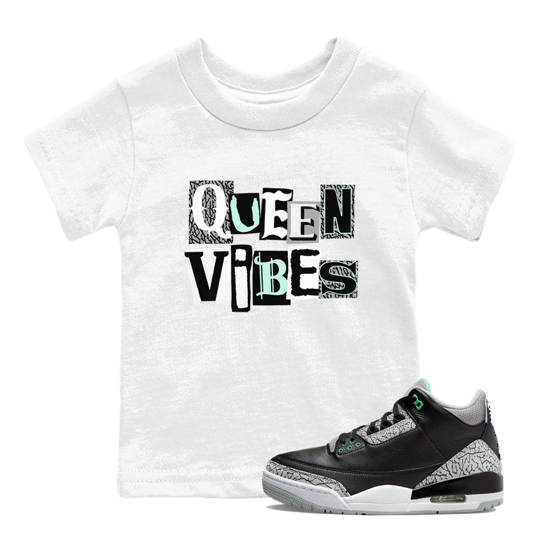 Queen Vibes SNRT Sneaker Tees Kids - Air Jordan 3 Green Glow - SNRT Sneaker Tee