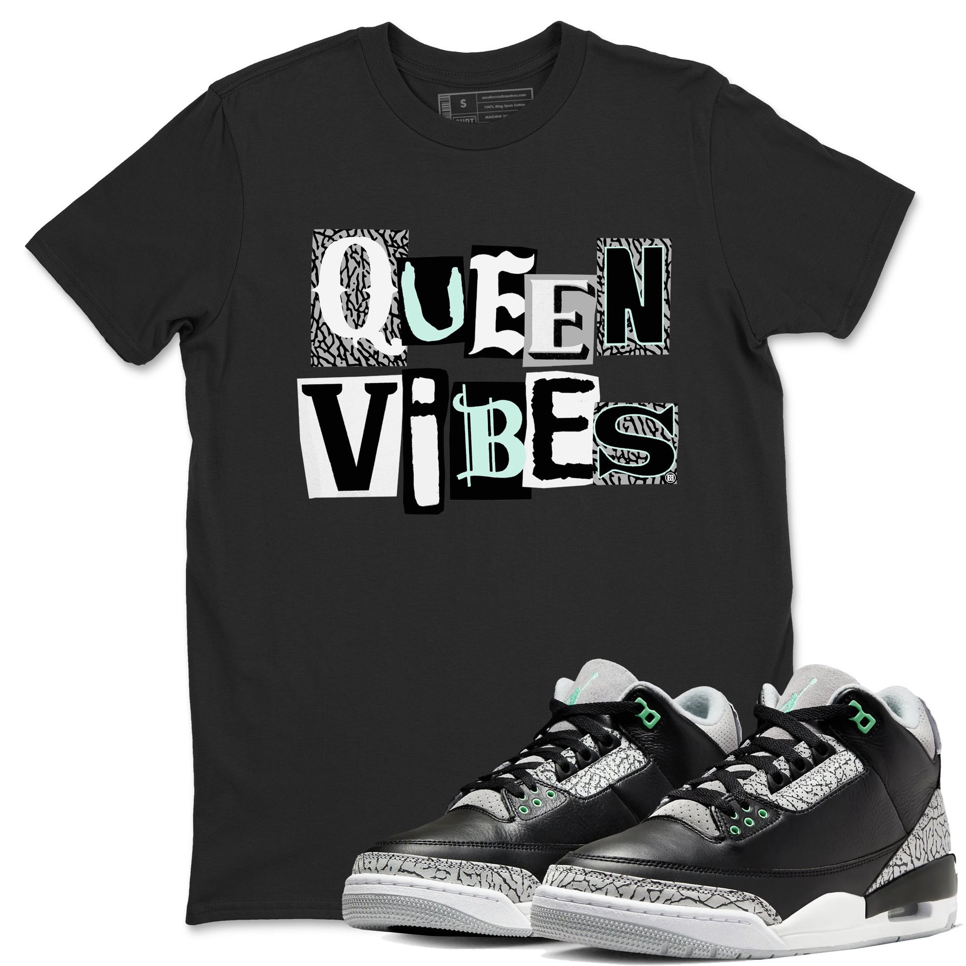 Queen Vibes SNRT Sneaker Tees - Air Jordan 3 Green Glow - SNRT Sneaker Tee