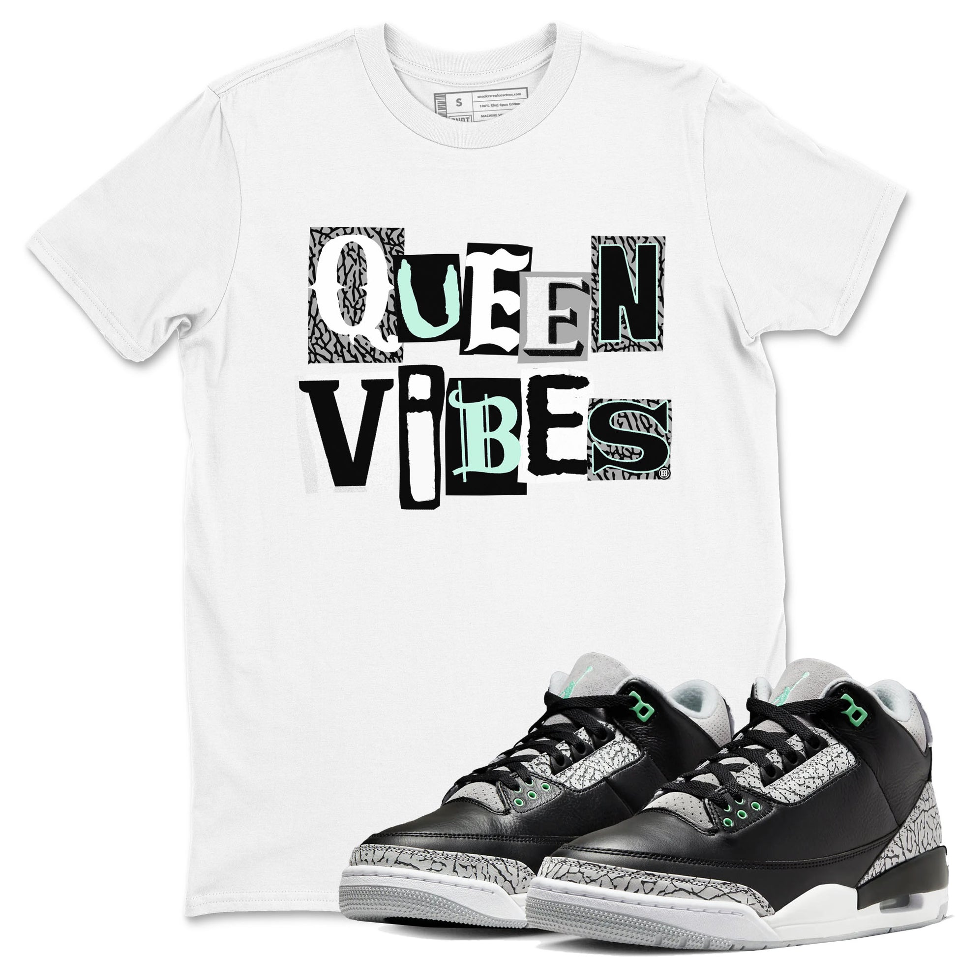 Queen Vibes SNRT Sneaker Tees - Air Jordan 3 Green Glow - SNRT Sneaker Tee