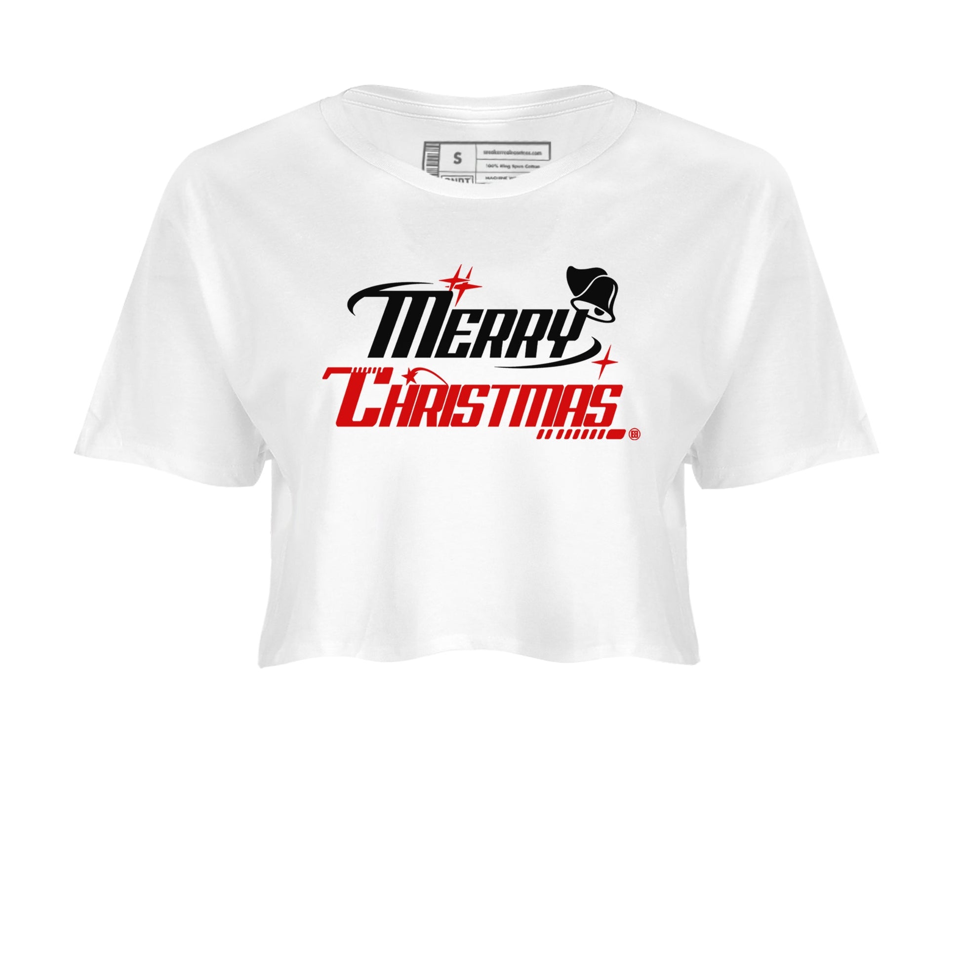 11s Bred Velvet shirts to match jordans Y2K Merry Christmas sneaker match tees Air Jordan 11 WMNS Bred Velvet match shoes to clothes SNRT Sneaker Tees unisex cotton White 2 crop tee