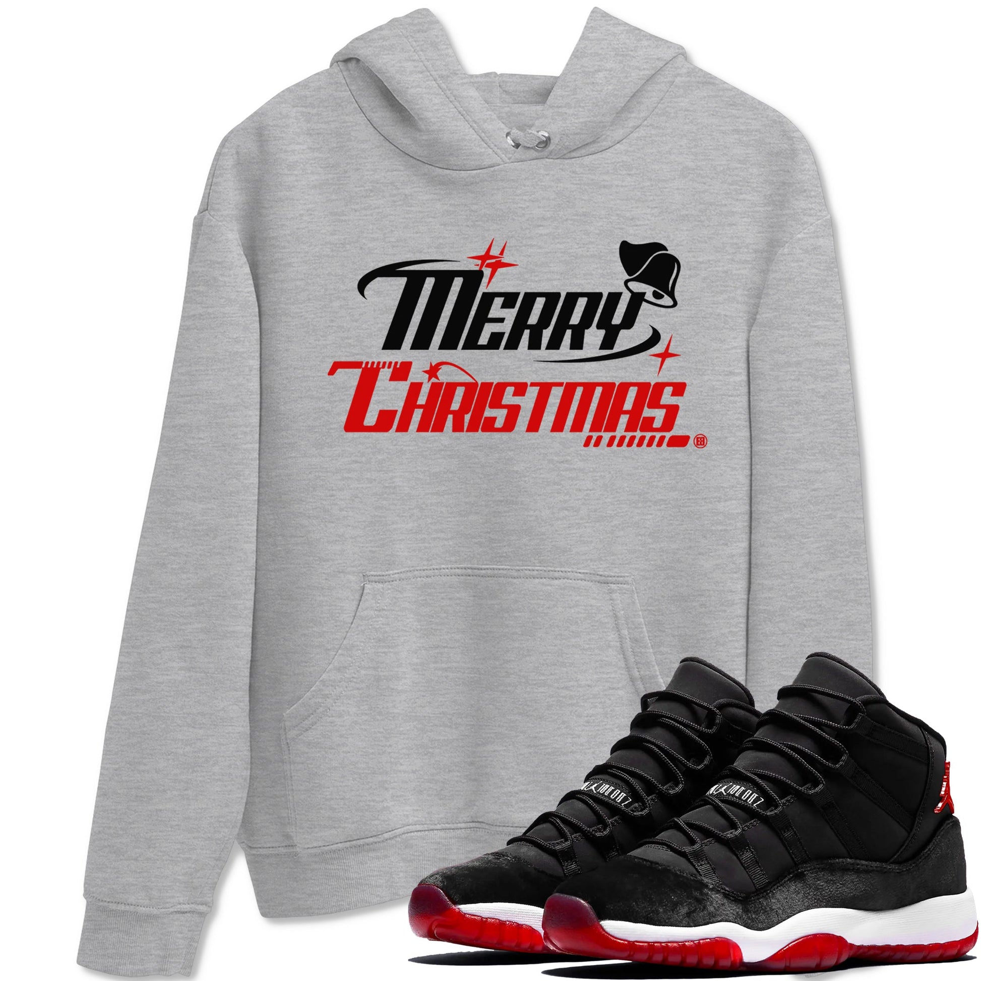 11s Bred Velvet shirts to match jordans Y2K Merry Christmas sneaker match tees Air Jordan 11 WMNS Bred Velvet match shoes to clothes SNRT Sneaker Tees unisex cotton Heather Grey 1 shirts