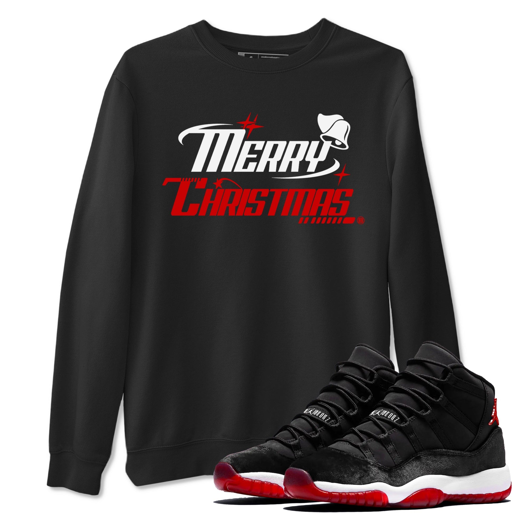 11s Bred Velvet shirts to match jordans Y2K Merry Christmas sneaker match tees Air Jordan 11 WMNS Bred Velvet match shoes to clothes SNRT Sneaker Tees unisex cotton Black 1 shirts