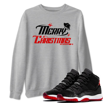 11s Bred Velvet shirts to match jordans Y2K Merry Christmas sneaker match tees Air Jordan 11 WMNS Bred Velvet match shoes to clothes SNRT Sneaker Tees unisex cotton Heather Grey 1 shirts