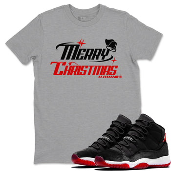 11s Bred Velvet shirts to match jordans Y2K Merry Christmas sneaker match tees Air Jordan 11 WMNS Bred Velvet match shoes to clothes SNRT Sneaker Tees unisex cotton Heather Grey 1 shirts