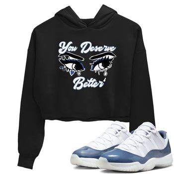 11s Diffused Blue shirts to match jordans You Deserve Better sneaker match tees Air Jordan 11 Diffused Blue SNRT Sneaker Tees streetwear brand Black 1 crop tee
