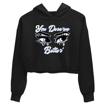 11s Diffused Blue shirts to match jordans You Deserve Better sneaker match tees Air Jordan 11 Diffused Blue SNRT Sneaker Tees streetwear brand Black 2 crop tee