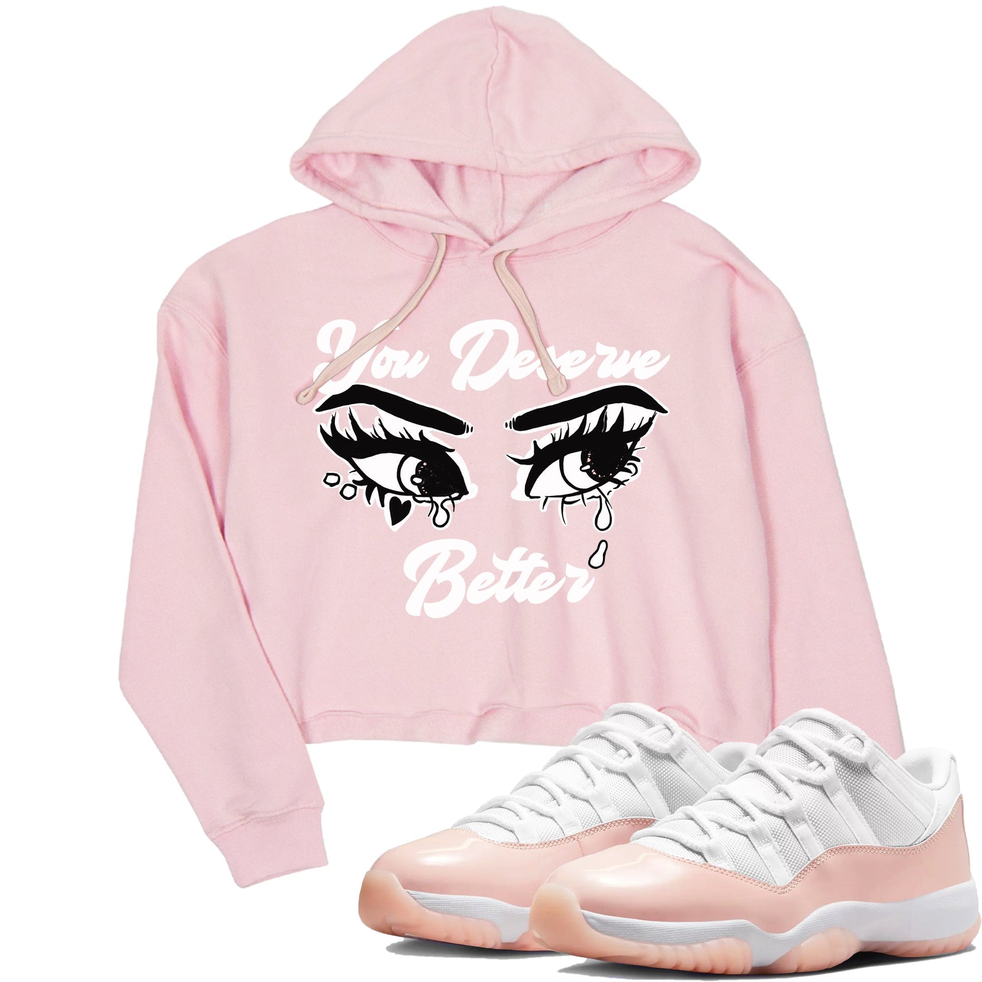 11s Legend Pink shirt to match jordans You Deserve Better sneaker tees Air Jordan 11 Legend Pink SNRT Sneaker Release Tees Pink 1 crop length shirt
