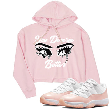 11s Legend Pink shirt to match jordans You Deserve Better sneaker tees Air Jordan 11 Legend Pink SNRT Sneaker Release Tees Pink 1 crop length shirt
