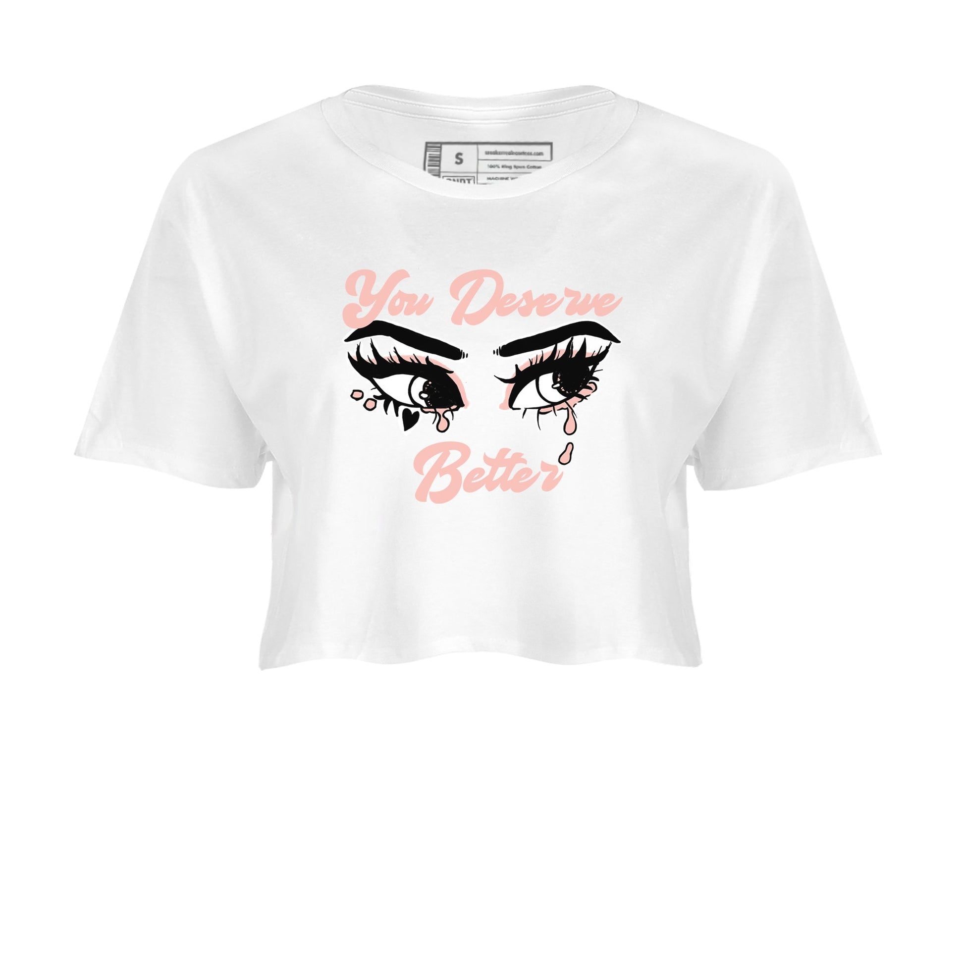 11s Legend Pink shirt to match jordans You Deserve Better sneaker tees Air Jordan 11 Legend Pink SNRT Sneaker Release Tees White 2 crop length shirt