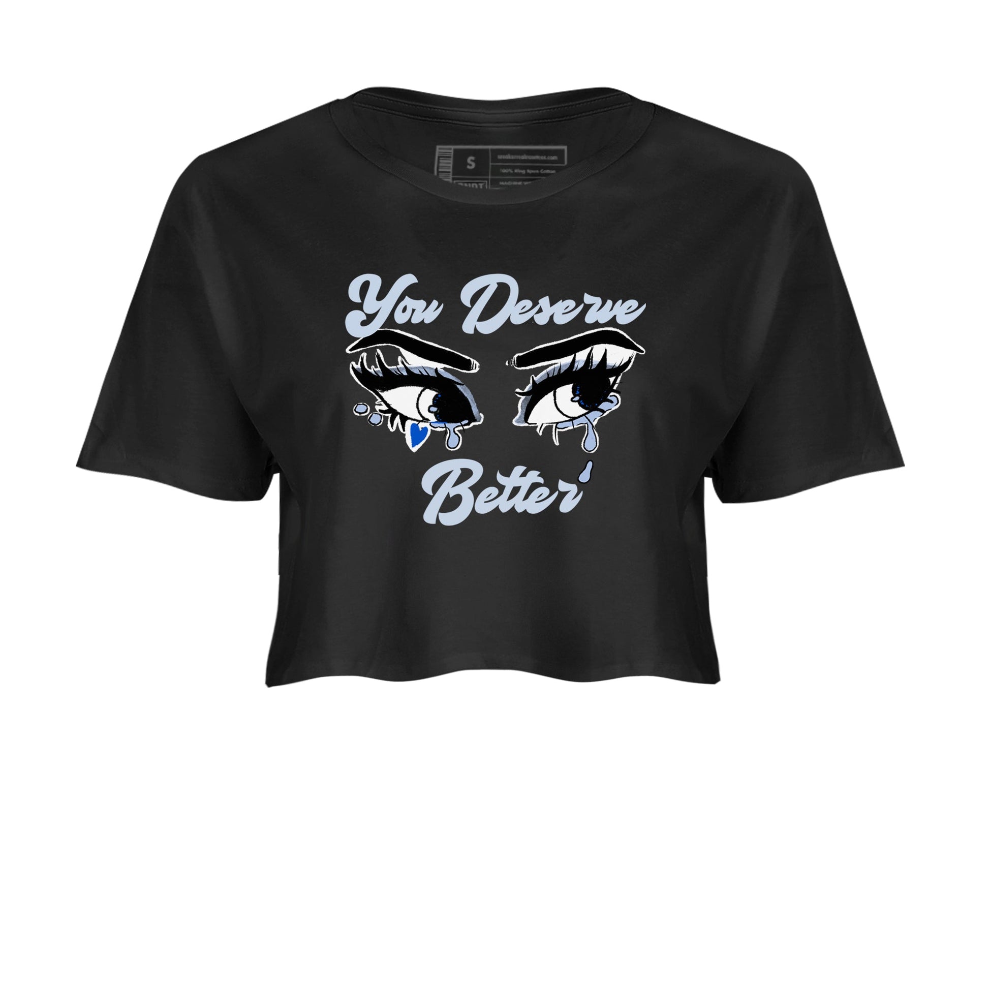 11s Low Space shirt to match jordans You Deserve Better sneaker tees Air Jordan 11 Black/Varsity Royal SNRT Sneaker Release Tees Black 2 crop length shirt