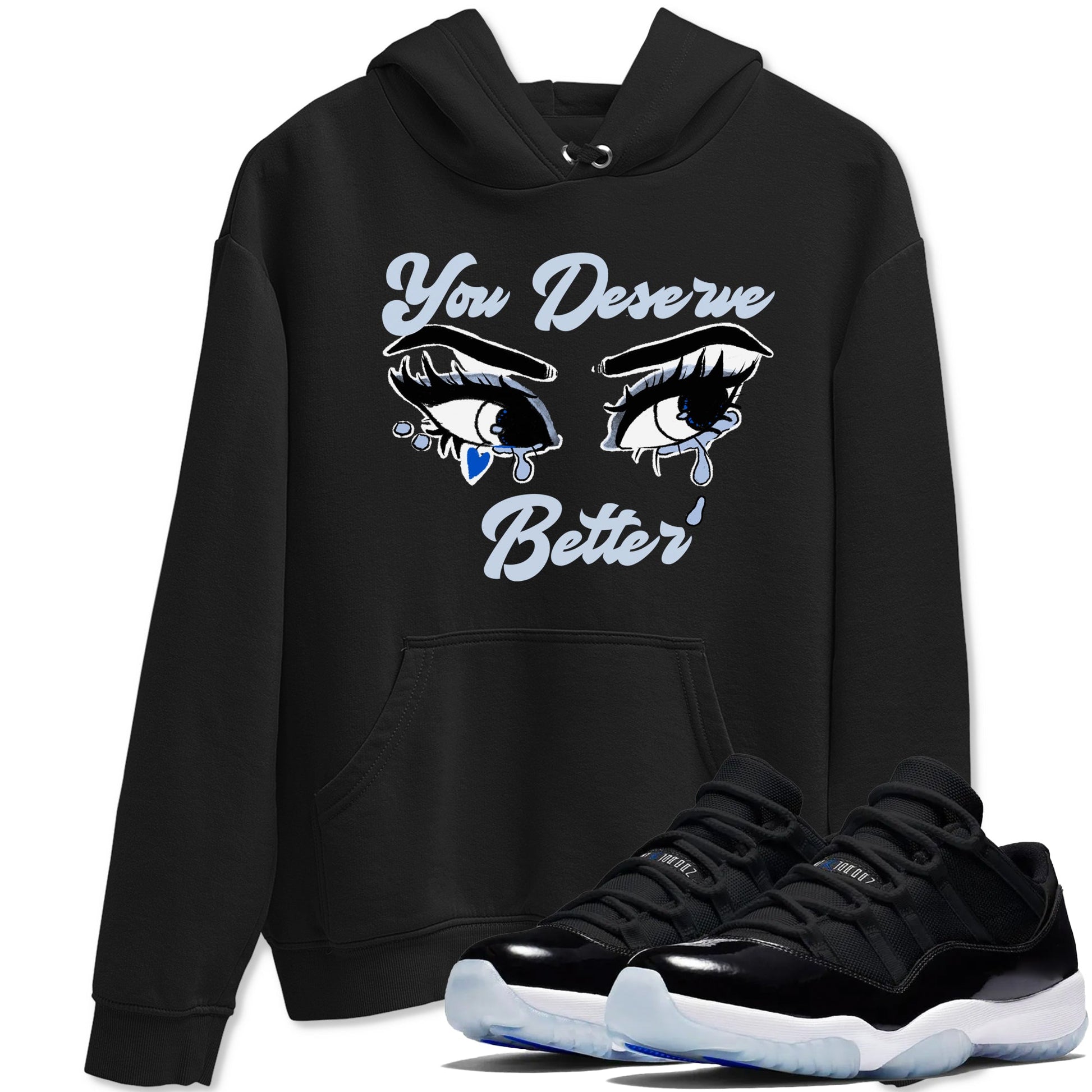 11s Low Space shirt to match jordans You Deserve Better sneaker tees Air Jordan 11 Black/Varsity Royal SNRT Sneaker Release Tees unisex cotton Black 1 crew neck shirt