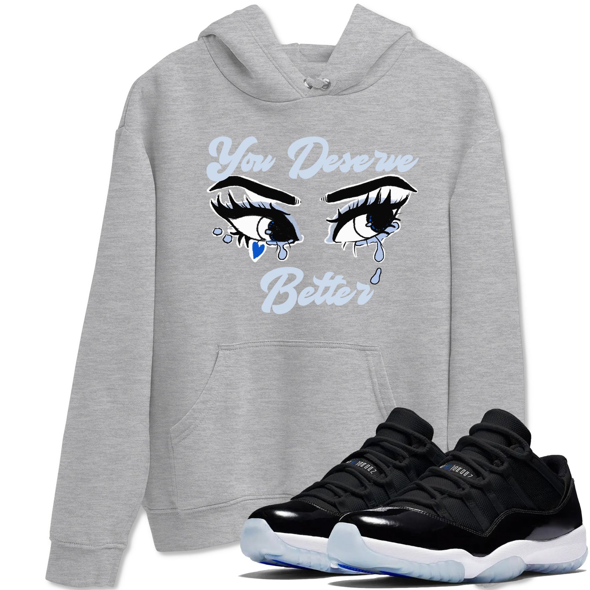 11s Low Space shirt to match jordans You Deserve Better sneaker tees Air Jordan 11 Black/Varsity Royal SNRT Sneaker Release Tees unisex cotton Heather Grey 1 crew neck shirt