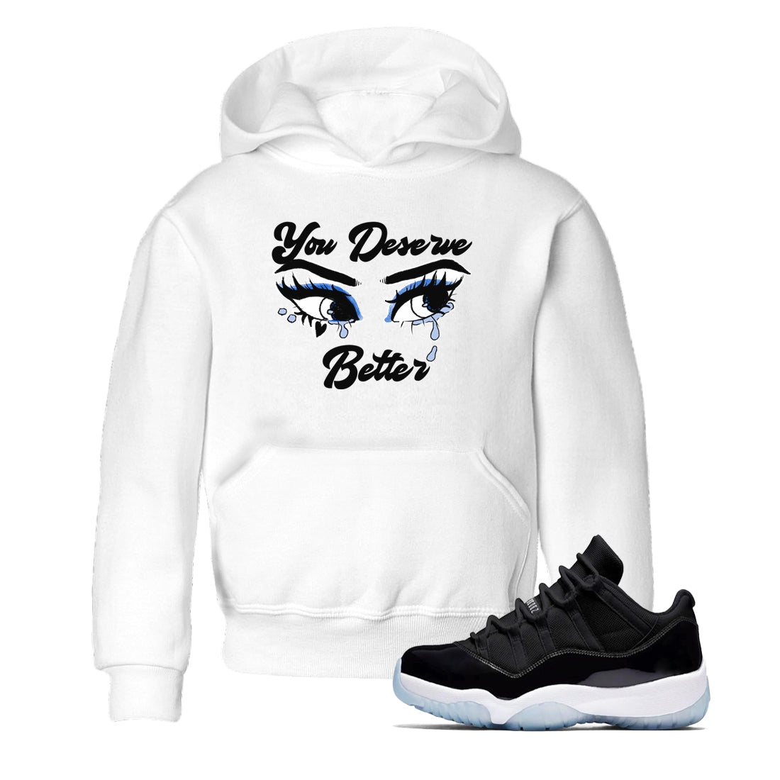 11s Low Space shirt to match jordans You Deserve Better sneaker tees Air Jordan 11 Black/Varsity Royal SNRT sneaker release tees baby toddler White 1 cotton Shirt